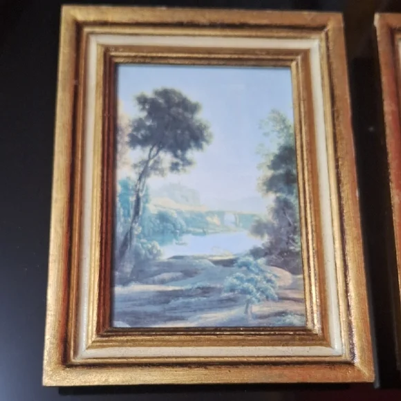 Vintage G.B. Florence Miniature Framed Landscape Prints - Pair - Made in Italy - Picture 2 of 16